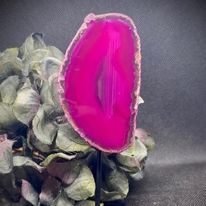 Pink Agate Geode on Display Stand